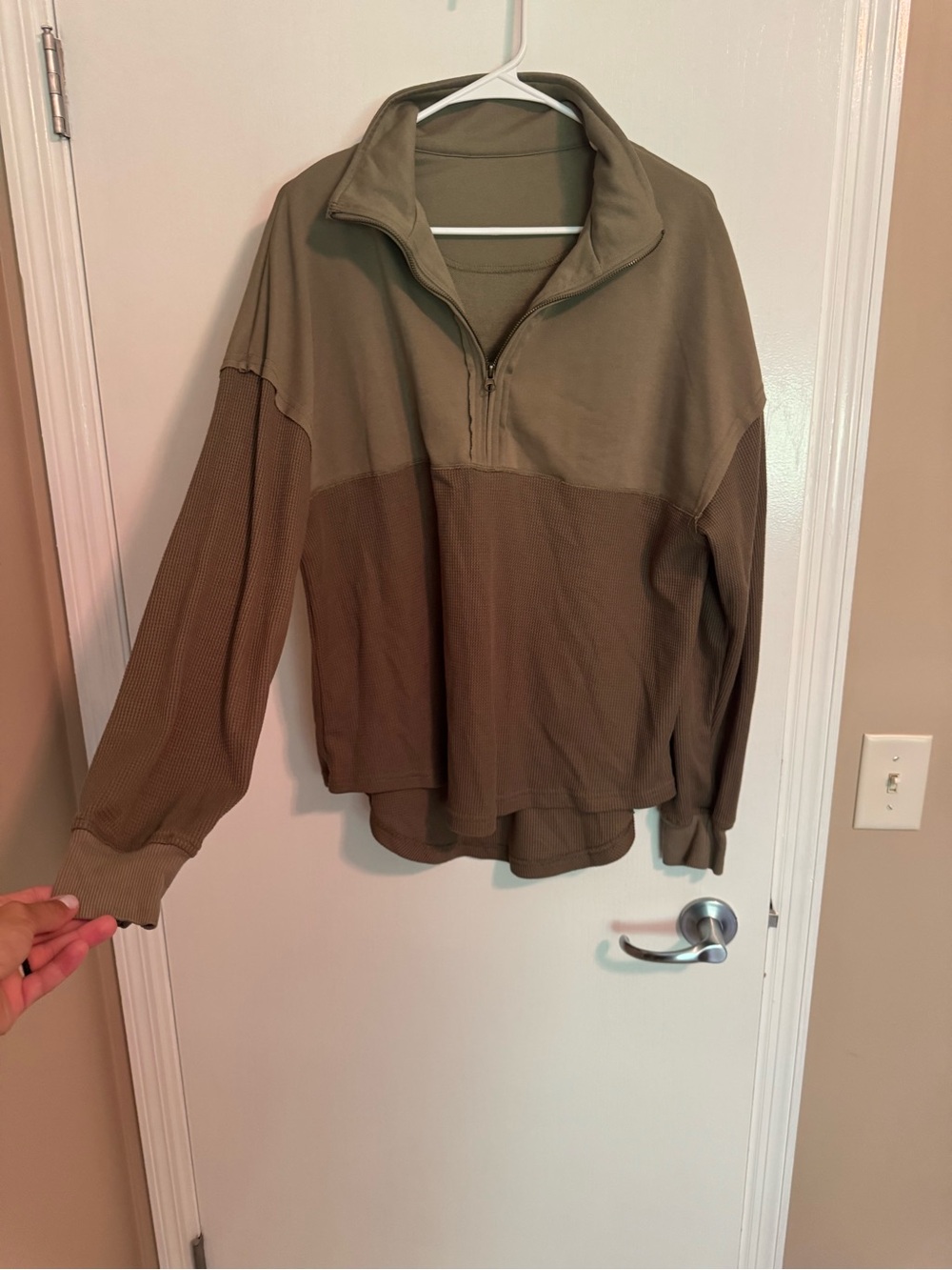 Men's Olive Green Quarter-Zip Pullover Sweater